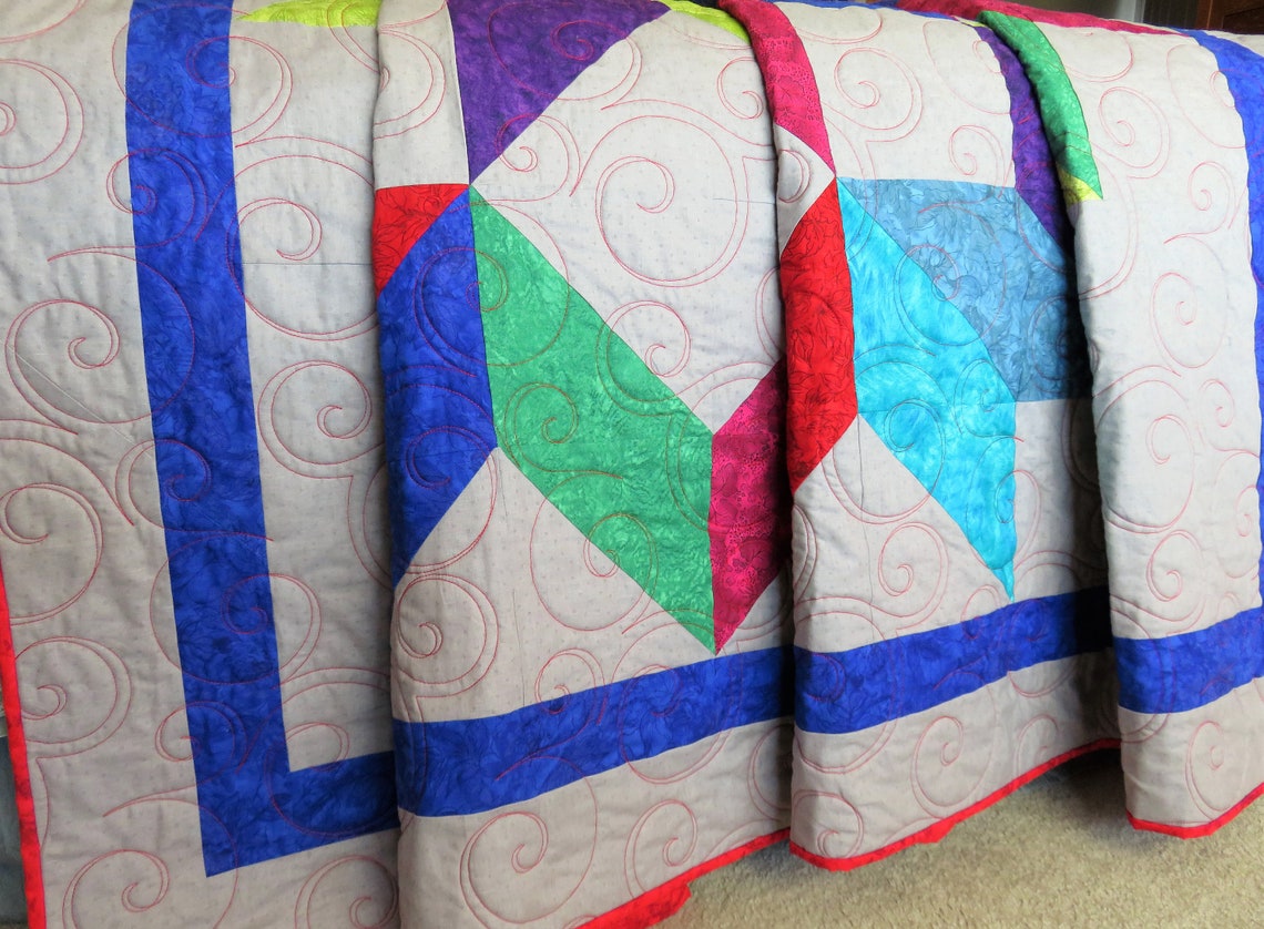 Handmade Quilt for Sale, Queen Size Quilt, Full Size Quilt, Carpenter
