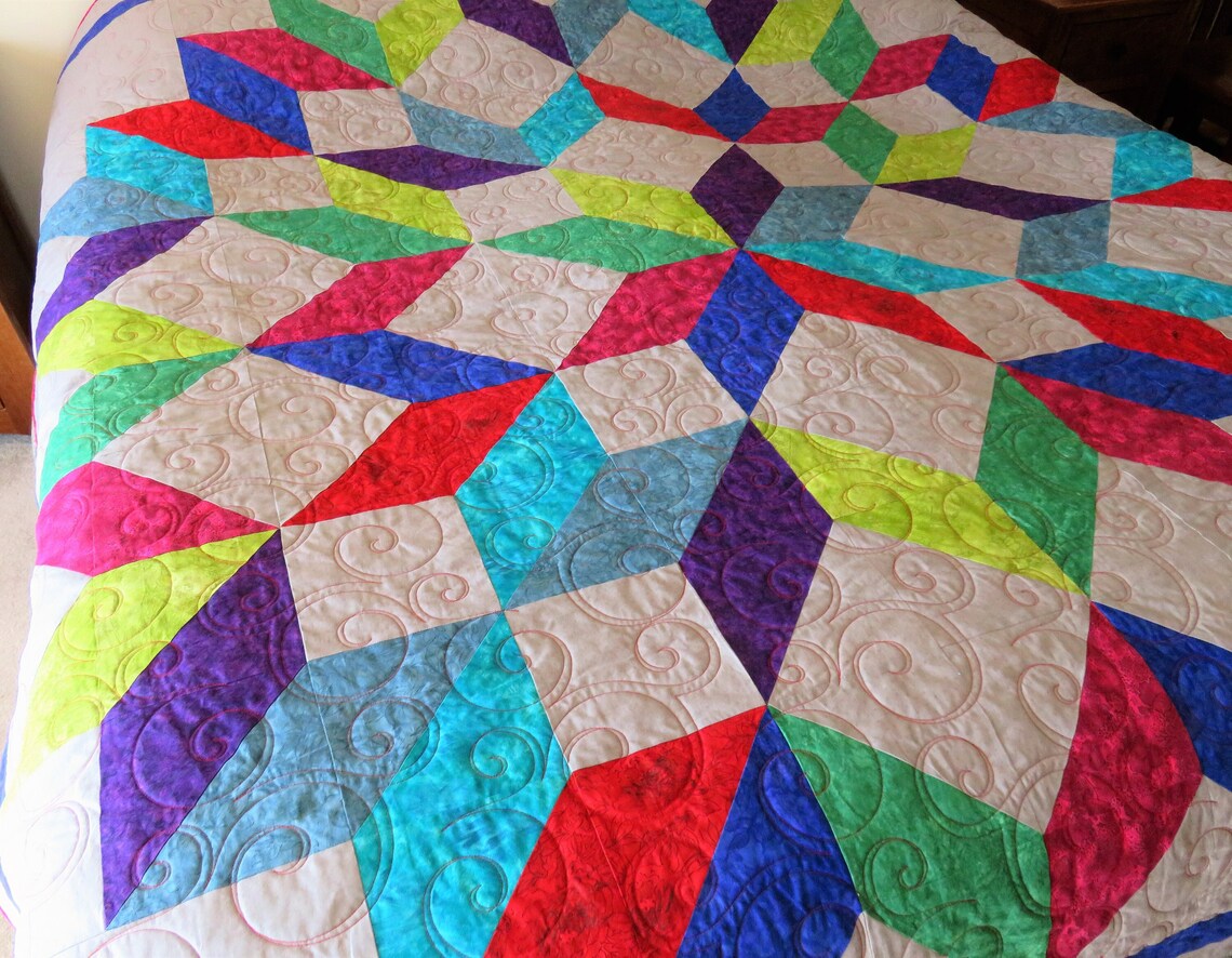 Handmade Quilt for Sale, Queen Size Quilt, Full Size Quilt, Carpenter