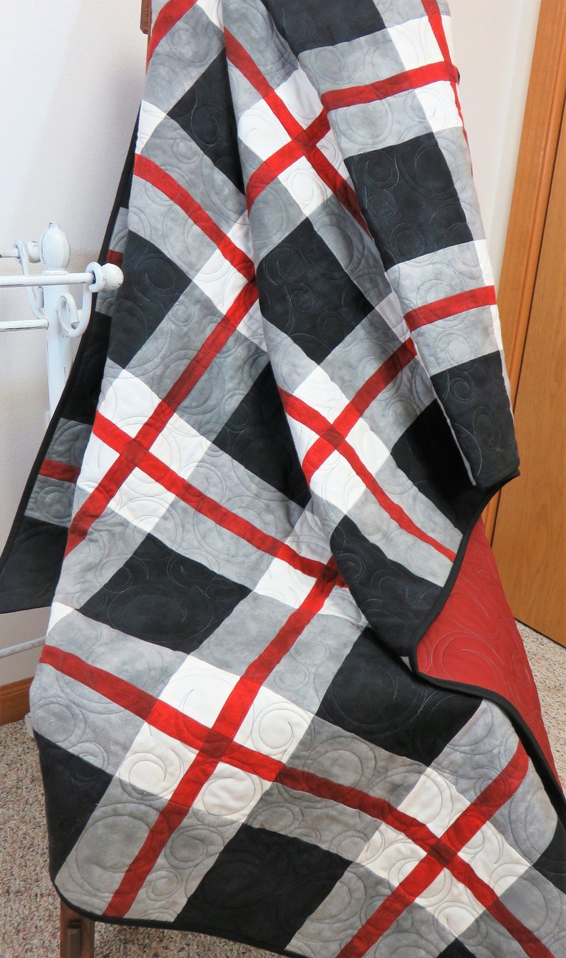 Handmade Quilt for Sale, Flannel Lap Blanket, Throw Quilt, Plaid