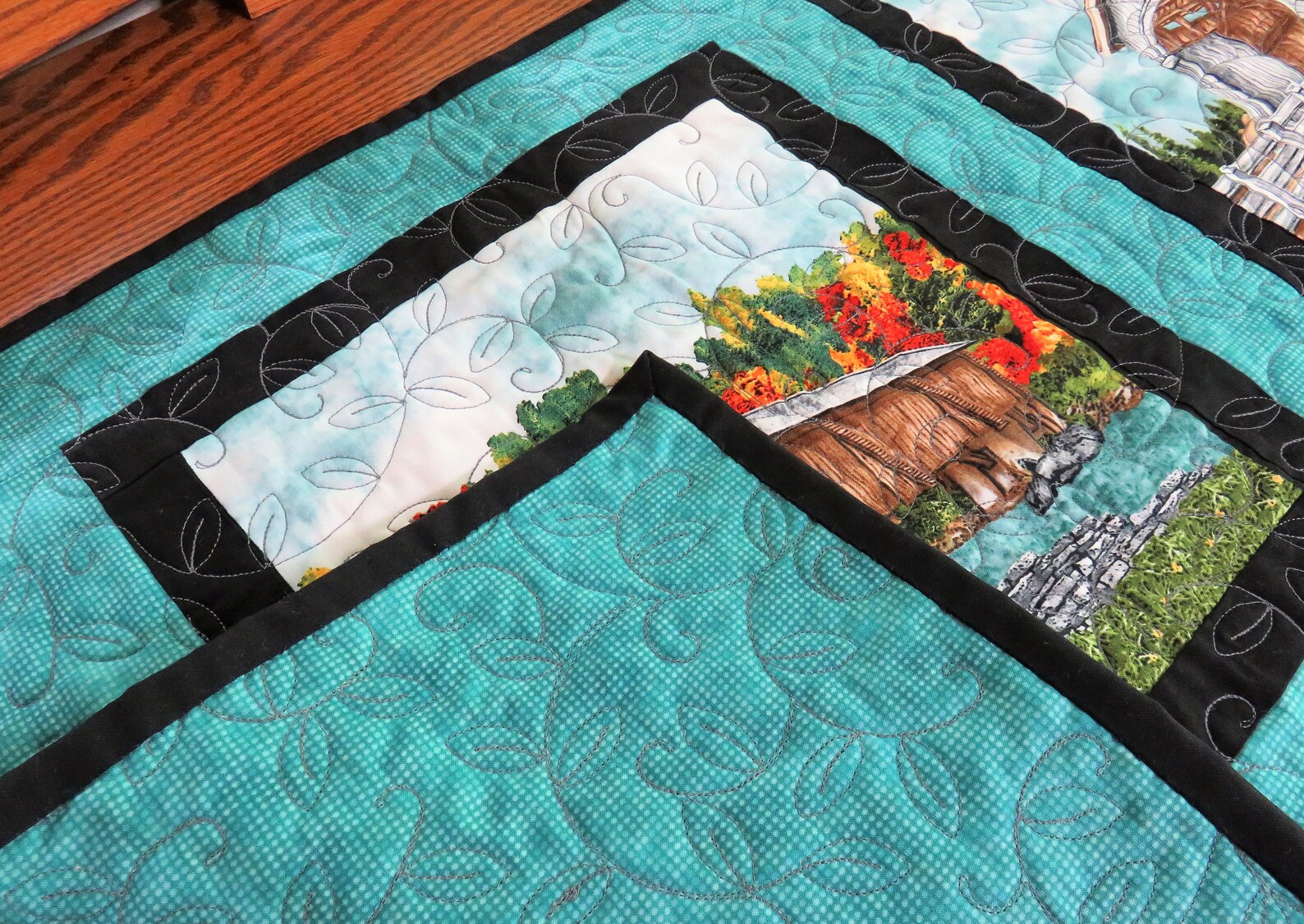 Handmade Table Runner for Sale Covered Bridges Teal Table Etsy