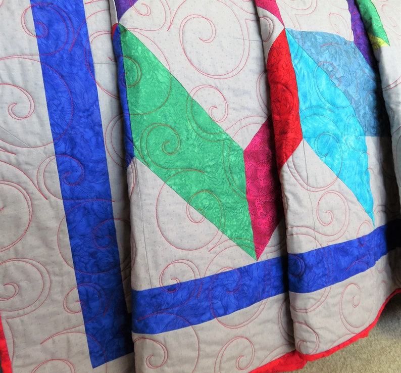 Handmade Quilt for Sale, Queen Size Quilt, Full Size Quilt, Carpenter Star Quilt, King Quilt