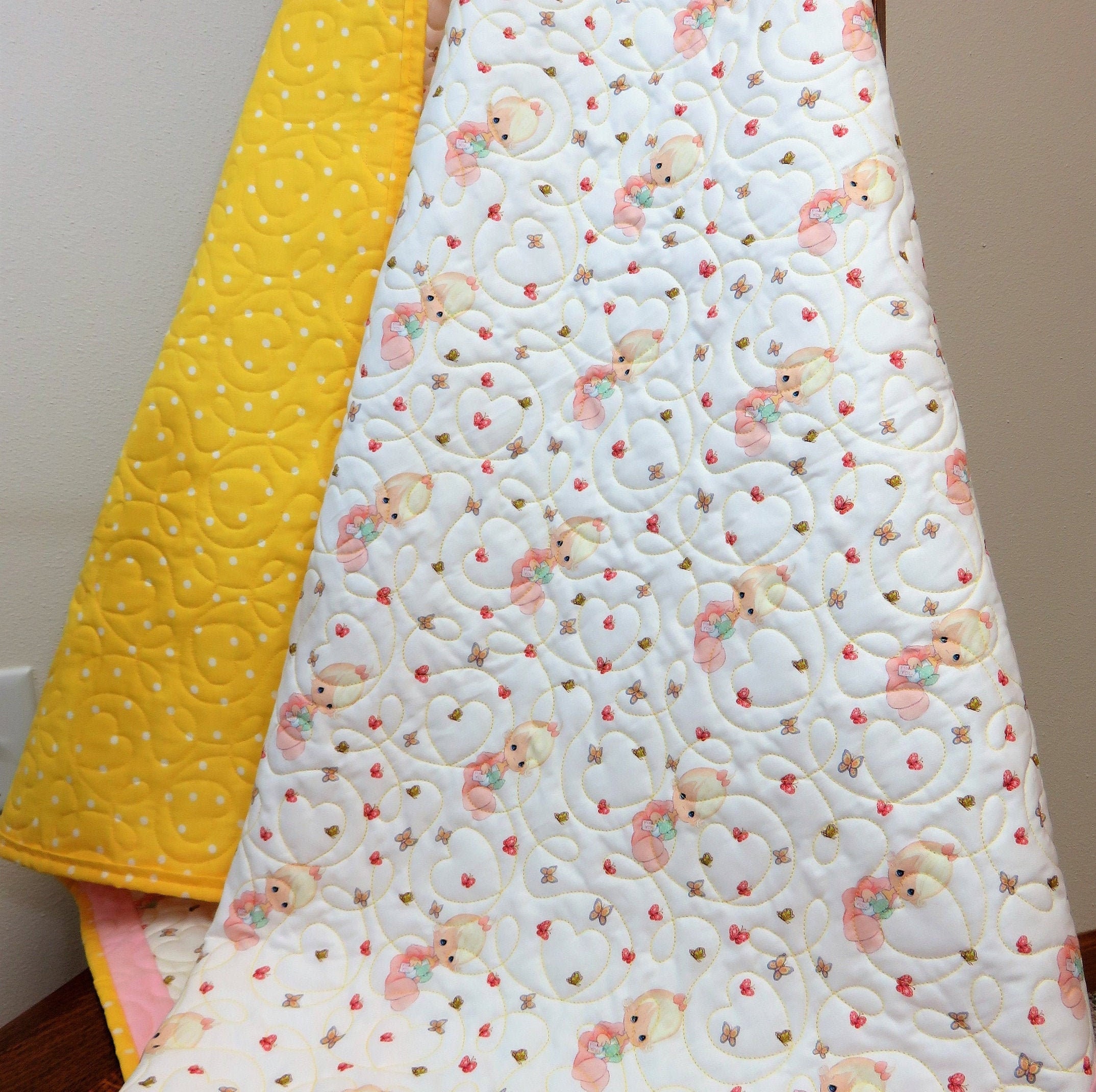 Handmade Baby Quilt for Sale, Twin Quilts, Baby Girl Quilt, Precious