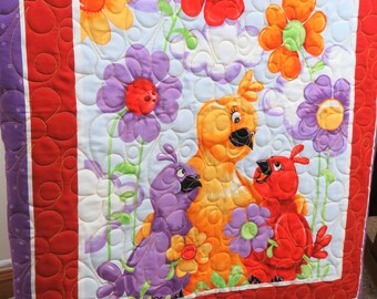 Handmade Quilt for Sale, Bird Quilt, Nursery, Baby Birds Wall Hanging, Floor Quilt, Quilts for Sale Handmade, Baby Registry, Baby Shower