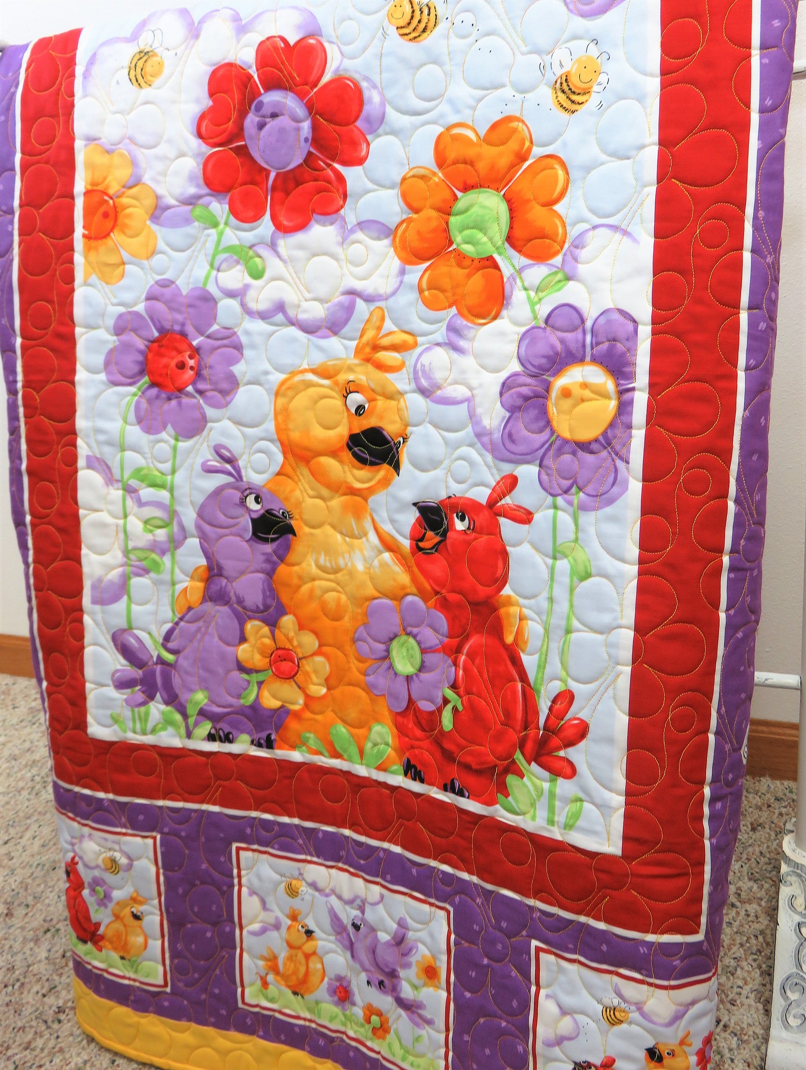 Handmade Baby Quilt for Sale Bird Baby Quilt Nursery Wall Etsy