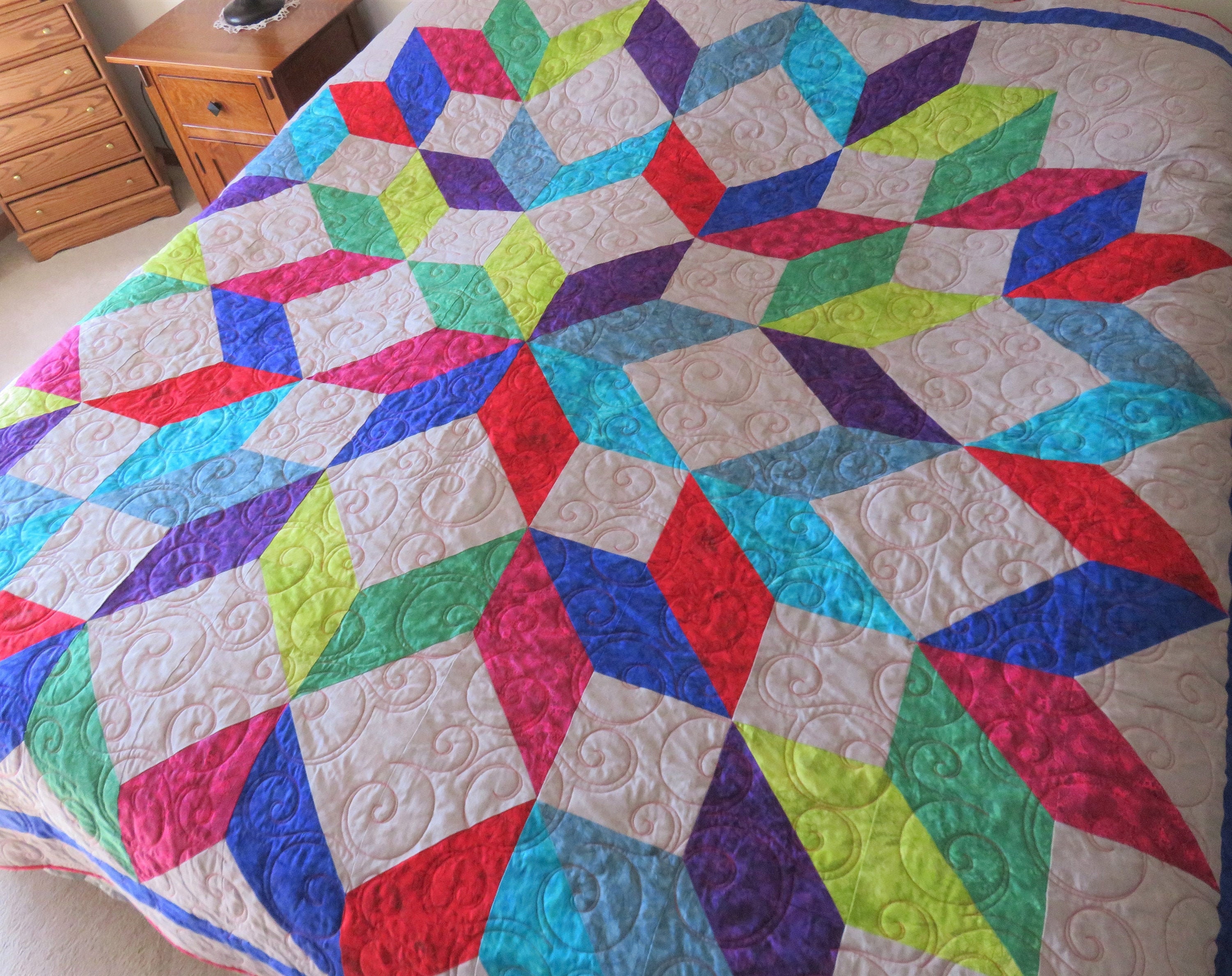 Handmade Quilt for Sale, Queen Size Quilt, Full Size Quilt, Carpenter