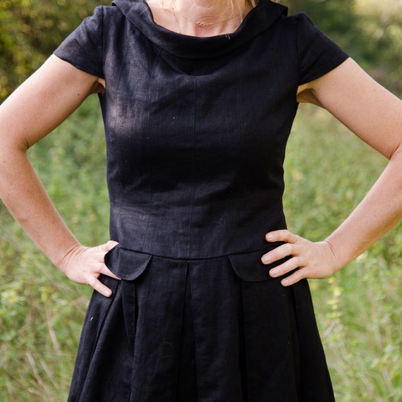 Black Linen Vintage Dress
