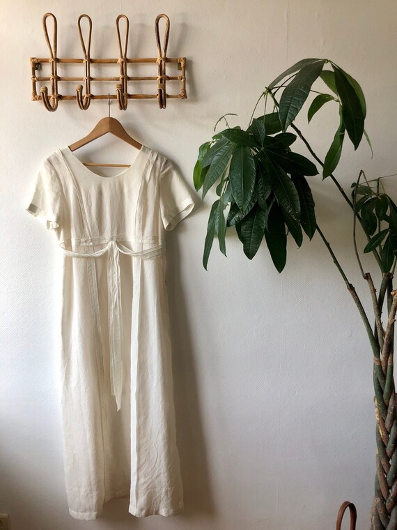 Vintage Maxi Dress. White Sun Dress, Flowy Boho Dr