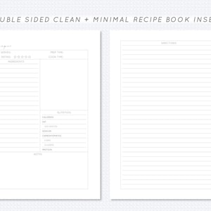 Livre de recettes Imprimable Insert Double Sided A5 Filofax Planner