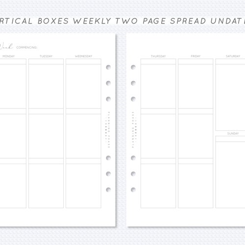 Erin Condren Style Printable Weekly Planner A5 Size Box Week - Etsy