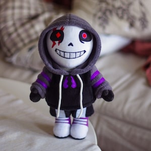 Uncorrupted Nightmare Sans Au Fanmade Soft Toy Plushie Etsy - roblox id for nightmare sans shirt