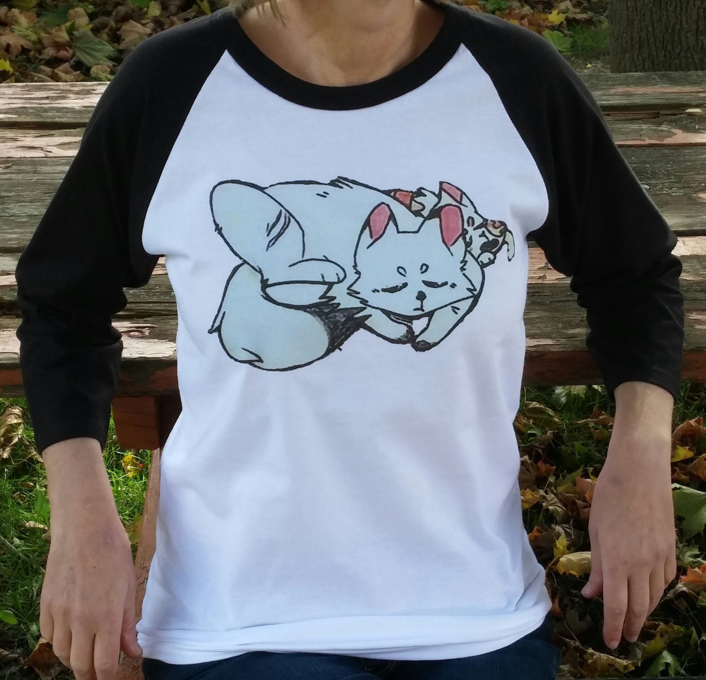 Anime Raglan Shirt Aesthetic Clothing Cute Cat Shirt Etsy