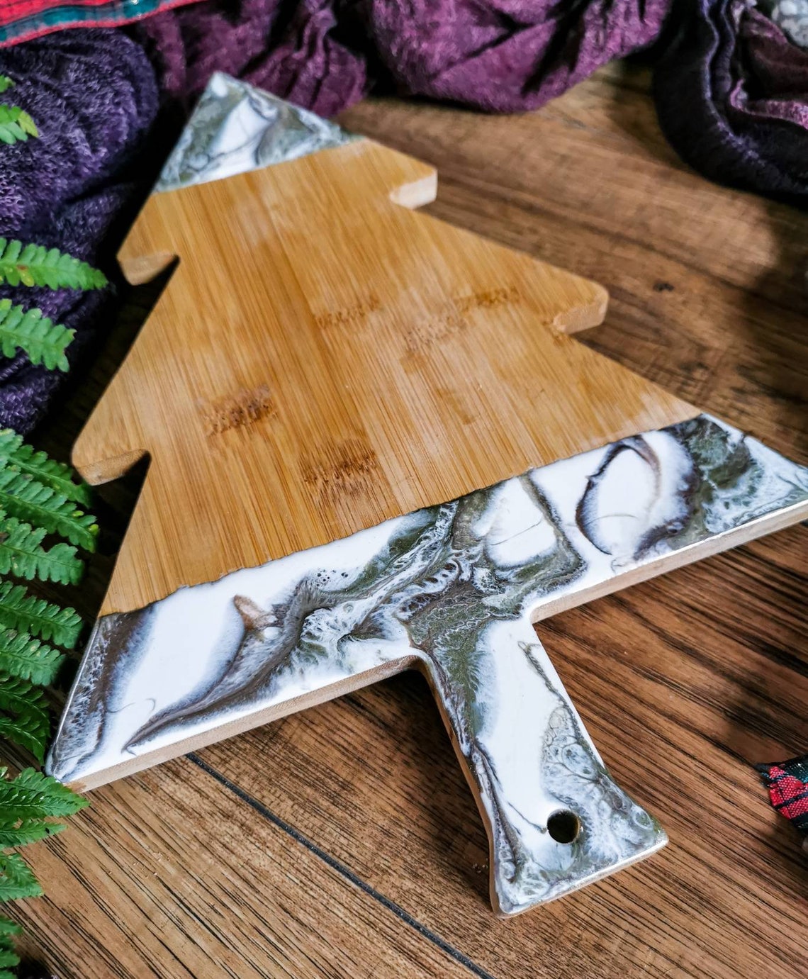 Festive Christmas tree serving board with tasteful unique Etsy