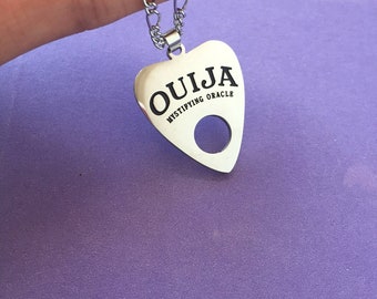 Ouija planchette necklace, Ouija necklace, planchette necklace, ouija choker, planchette choker, planchette keychain, goth necklace