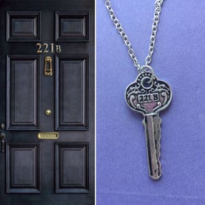 Sherlock 221B Key Necklace, Sherlock 221B Key keychain, Sherlock 221B Keyring, Sherlock Cosplay, Sherlock 221B Baker Street key