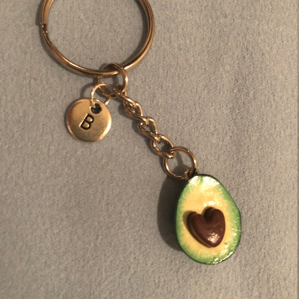 Avocado Keychain, Personalized Avocado charm key chain,  Avocado Key chain, Avocado Key Ring, Personalized avocado gift, Avocado heart