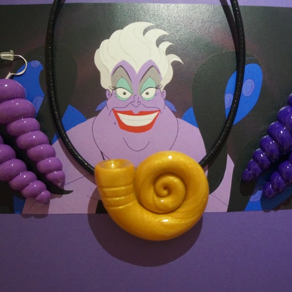 Ursula Necklace, Disney Inspired Ursula Necklace and Earring Set, Ursula Costume, Ursula Jewelry, Ursula Seashell, Ursula Earrings