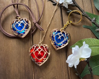 Zelda, Legend of Zelda heart container necklace, zelda key chain, Zelda necklace, perfect geeky gift for zelda fans, breath of the wild