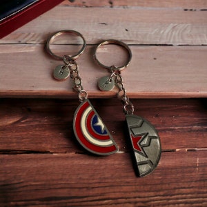 Personalized Captain America and Bucky Friendship Necklace, Cpt America and Bucky Keychain, Captain America and Bucky Barnes