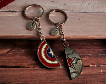 Personalized Captain America and Bucky Friendship Necklace, Cpt America and Bucky Keychain, Captain America and Bucky Barnes