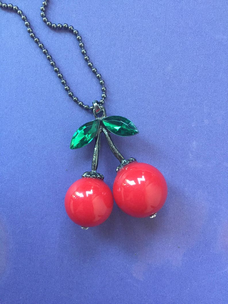 Cherry Necklace Cherry Jewelry dangle cherry earrings Etsy