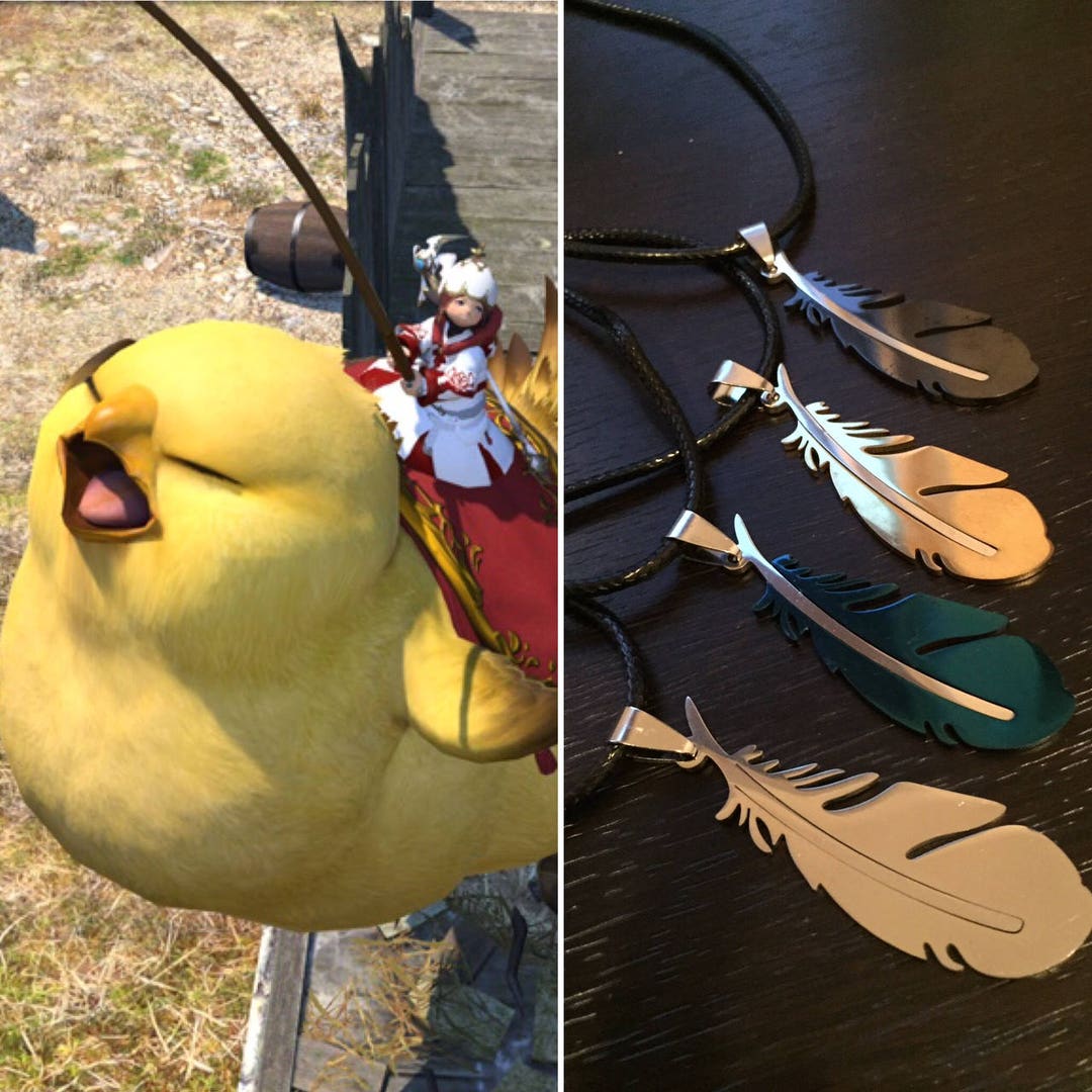 Final Fantasy Chocobo Necklace, Chocobo Key Feather Key Chain, Chocobo