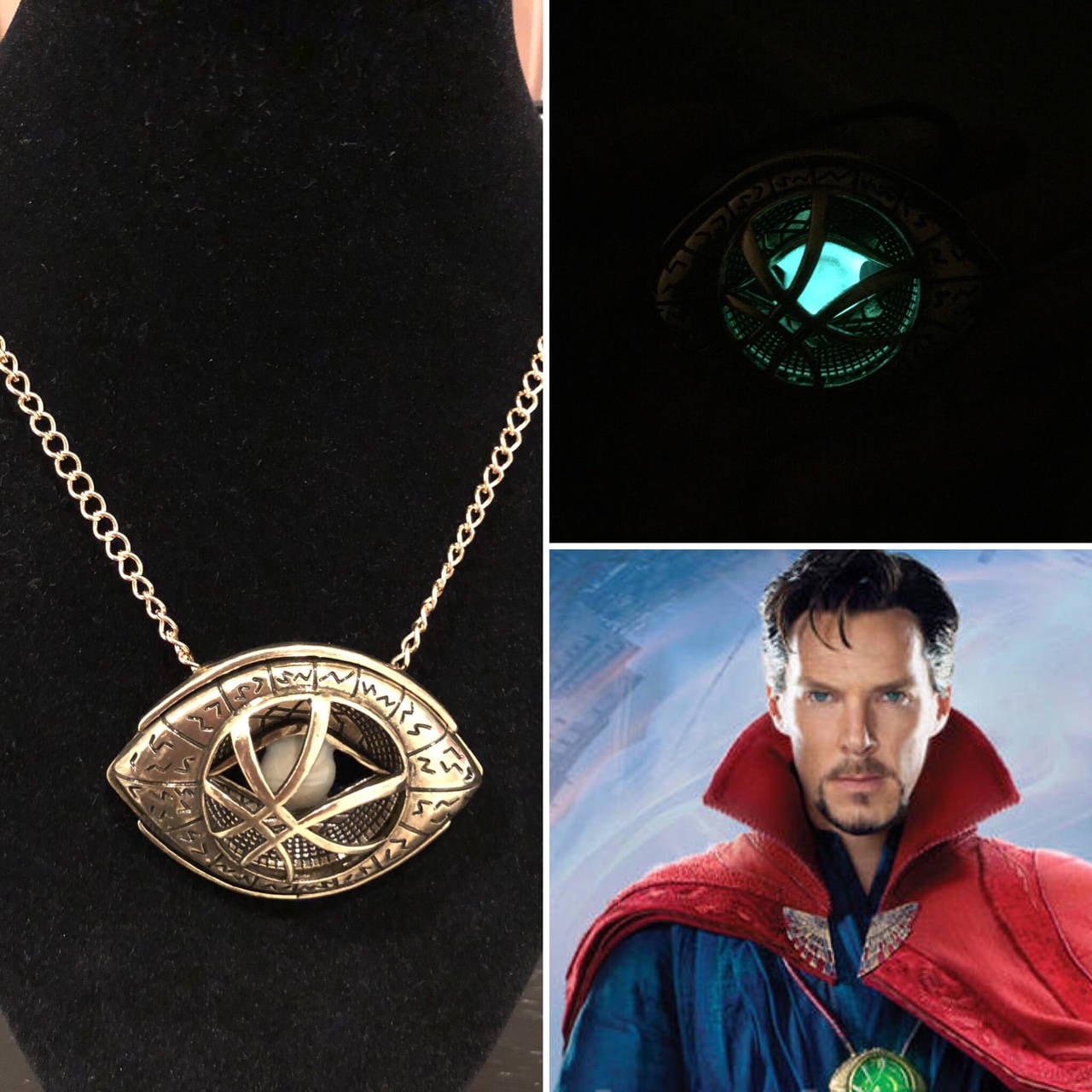 RVM Jewels Doctor Strange Eye of Agamotto Time Stone Shape Antique Brass &  Metal Pendant Necklace