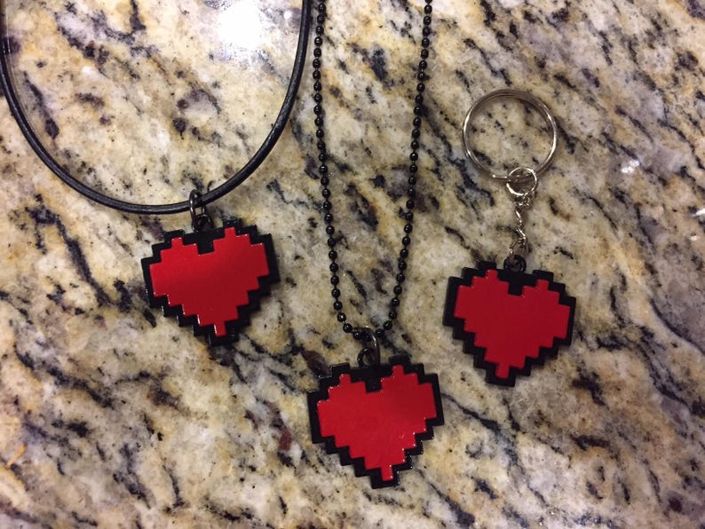 Undertale Necklace Undertale Pixel Heart Necklace 8 Bit Etsy