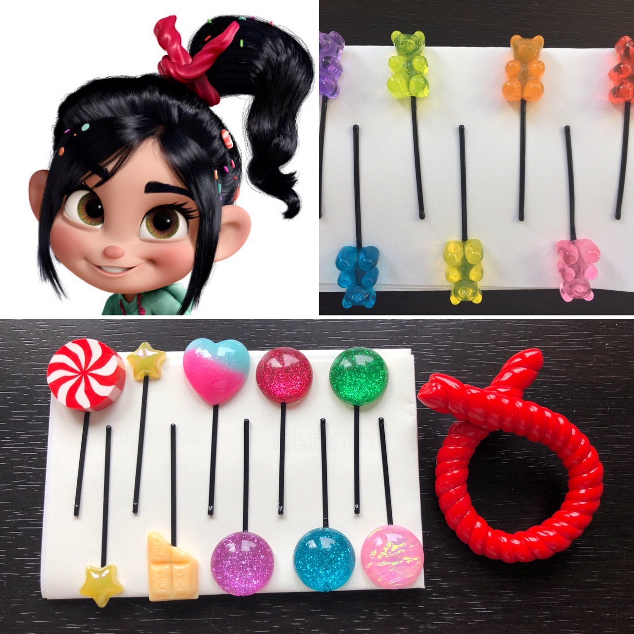Vanellope von Shweetz candy hair clips Vanellope Costume Etsy