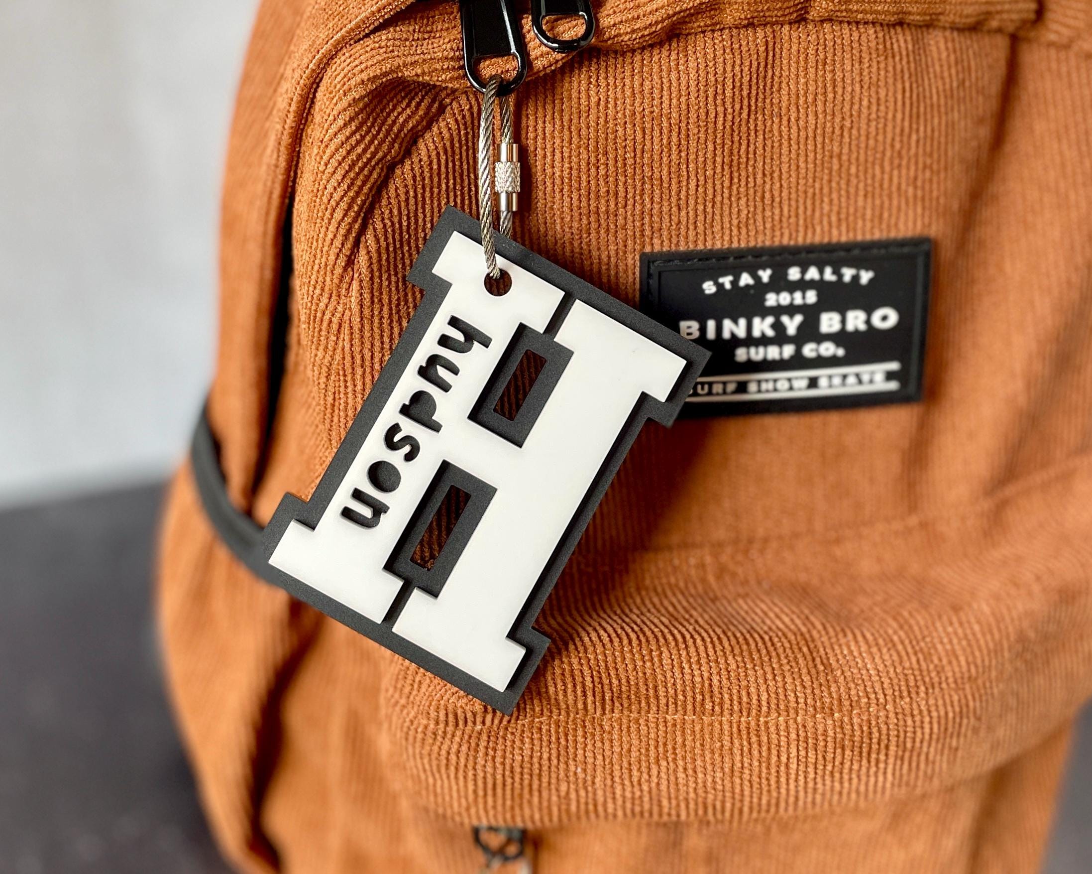 Varsity Letter Custom Name Backpack Tag