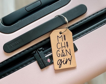 Hand-Lettered Laser Engraved Genuine Leather Luggage Tags