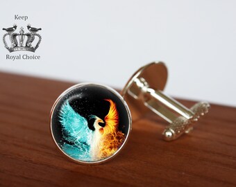 Personalized Cufflinks Phoenix Cuff Links, Fantasy Cufflinks,Firebird Phoenix Bird Cufflinks Fantasy Bird Phoenix Rising Phoenix Wings,QK0O81 Wklo0avmg Phoenix Cufflinks