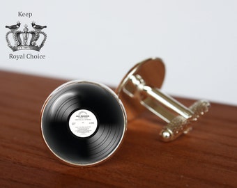 Select Gifts Cuff Links Record Player Music Themed Engraved Personalised Box