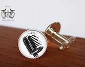 Microphone pair of cufflinks, Radio Microphone cuff links, Gift for musician ,Tie clip, Personalized Men Wedding Jewelry, gift for dad