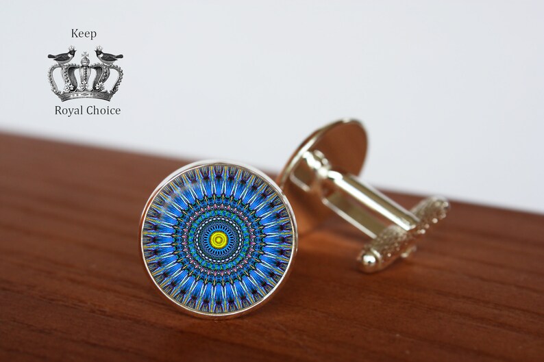 inspiration mandala cuff links Mandala/'s pair of cufflinks gift for dad Tie clip Personalized Men Wedding Jewelry