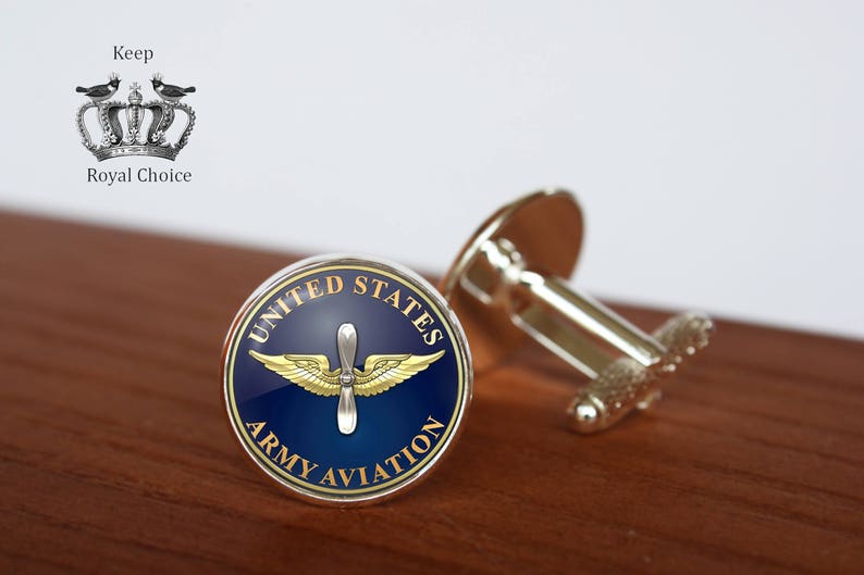 Army Aviation emblem pair of cufflinks pilot cuff link Personalized Men Wedding Jewelry gift for dad Military cuff links Tie clip