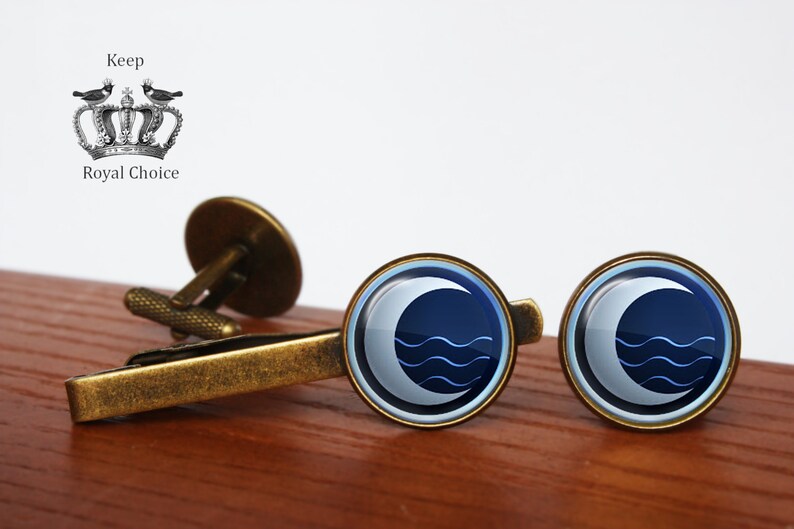 Avatar The Last Airbender pair of cufflinks Tie clip Water Tribe Symbol cuff links gift for dad Personalized Men Wedding Jewelry