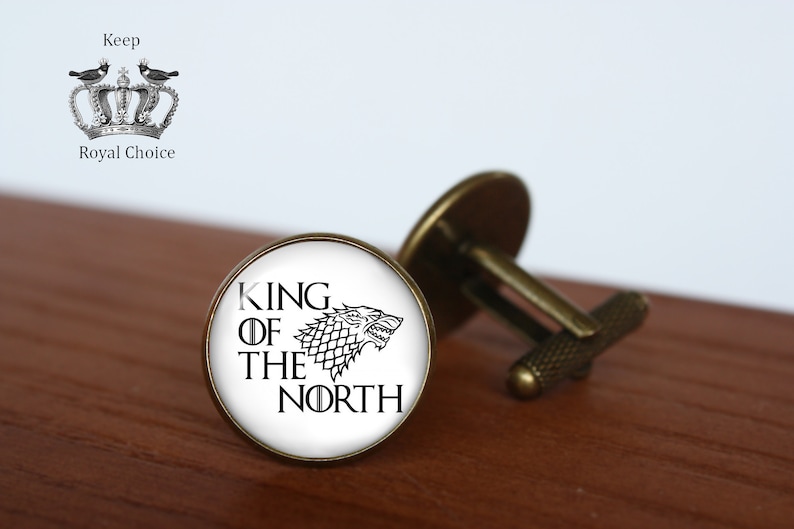 King of the North pair of cufflinks gift for dad Tie clip Personalized Men Wedding Jewelry House Stark inspired cuff links