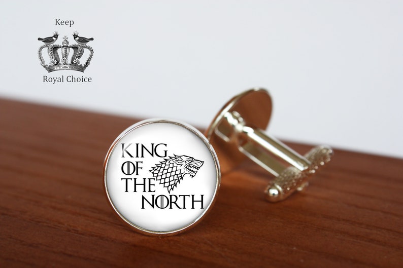King of the North pair of cufflinks gift for dad Tie clip Personalized Men Wedding Jewelry House Stark inspired cuff links