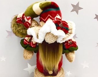 Handmade Winter Gnomes, Festive Christmas Home Decor Accent, Holiday Tier Tray