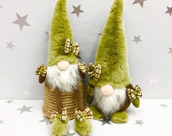 Set of 2 Handmade Winter Gnomes, Festive Christmas Home Decor Accent
