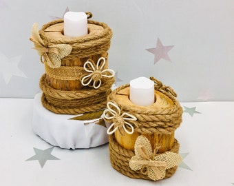 Candle Holder Set, Tealight Holder, Rustic Candle Holder, Wood Candle Holders, Decor For Any Room, Wood Accents, Candle Accessories