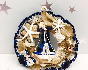 Handmade Nautical Seaside Wreath, Beach House Decor, Ocean Lover Gifts