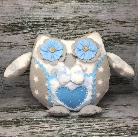 Blue Owl Throw Pillow For Kids Decorative Accent Cushion For Etsy