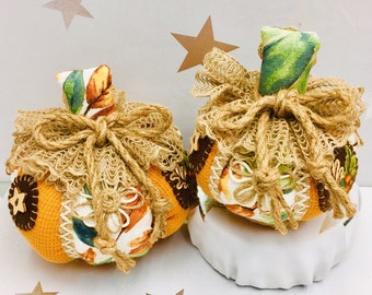 Fall Fabric Pumpkin Set, Rustic Farmhouse Decor, Autumn Tier Tray