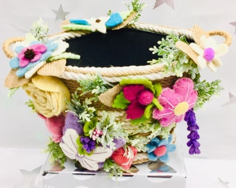 Jute Rope Wrapped Plant Pot With Felted Wool Accents, Gifts for Women