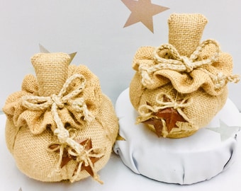 Burlap Fabric Pumpkin Set, Rustic Farmhouse Decor, Thanksgiving Tier Tray