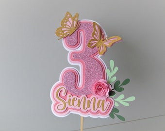 Butterfly Cake Topper, Floral Cake Topper, 3D Butterfly Cake Topper Decoration, Butterfly Birthday Party, 3D Butterfly Girl Birthday Decor