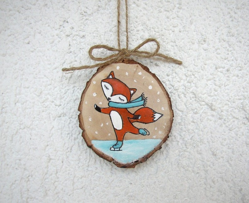 Fox Ornament Christmas Ornaments Cute Skating Fox Woodland Etsy