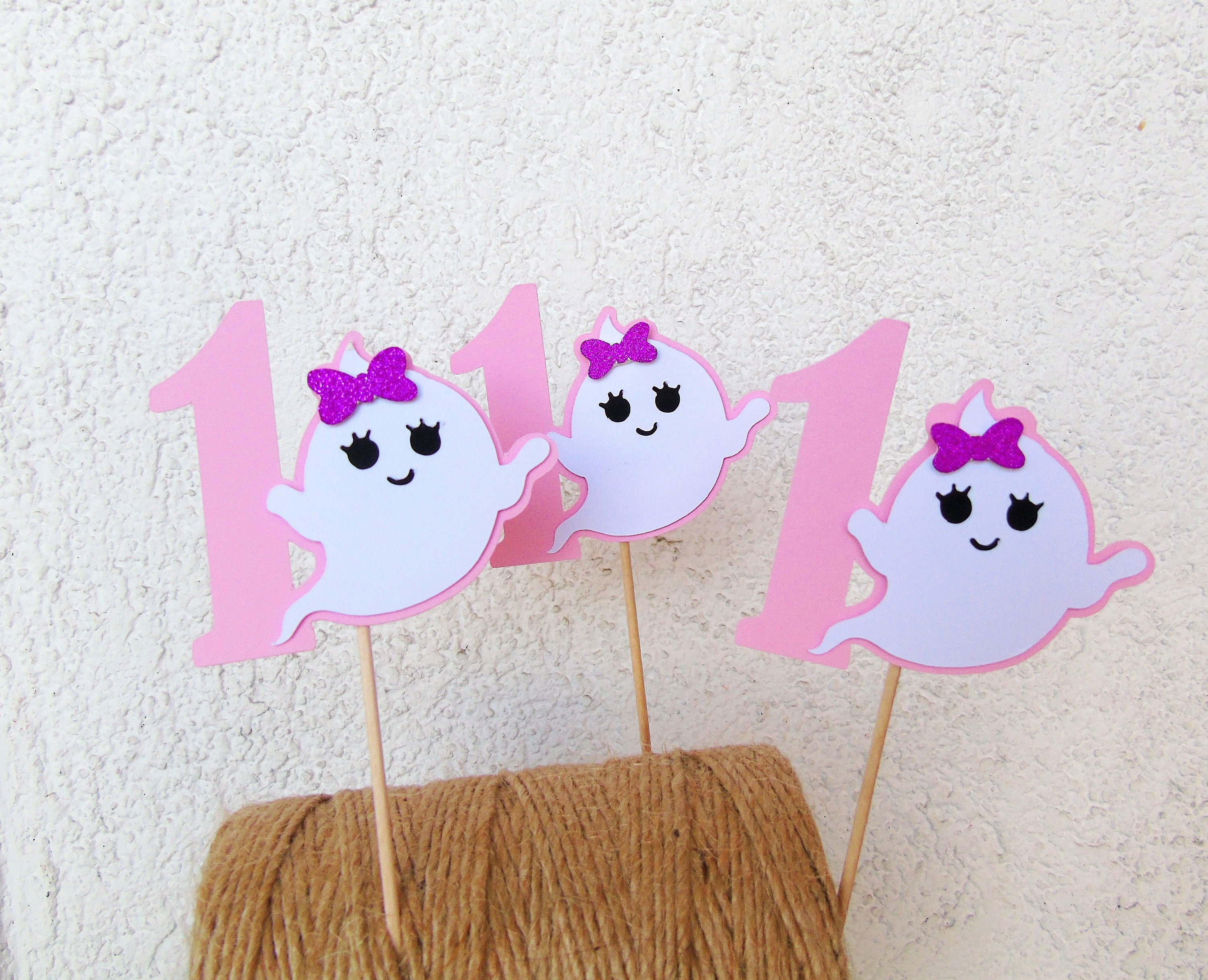 Spooky One Cupcake Toppers Little Boo Turning One Spooky 1st Birthday Party Halloween Decor Girl Party Decoration Pink Cute