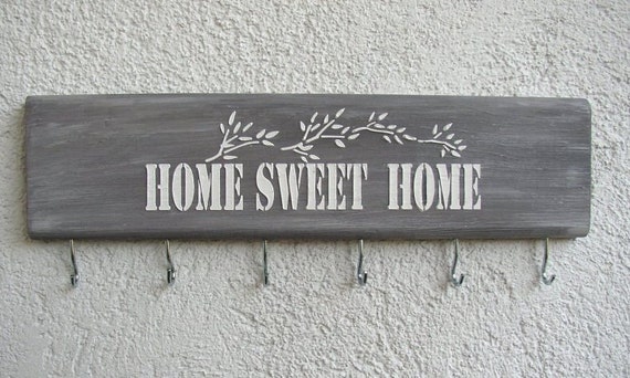 Wood Farmhouse Key Hanger for Wall Decoration with 3 Dual Hooks for Entryway 11.8x4.6 Inches FTLL Home Sweet Home Key Holder for Wall